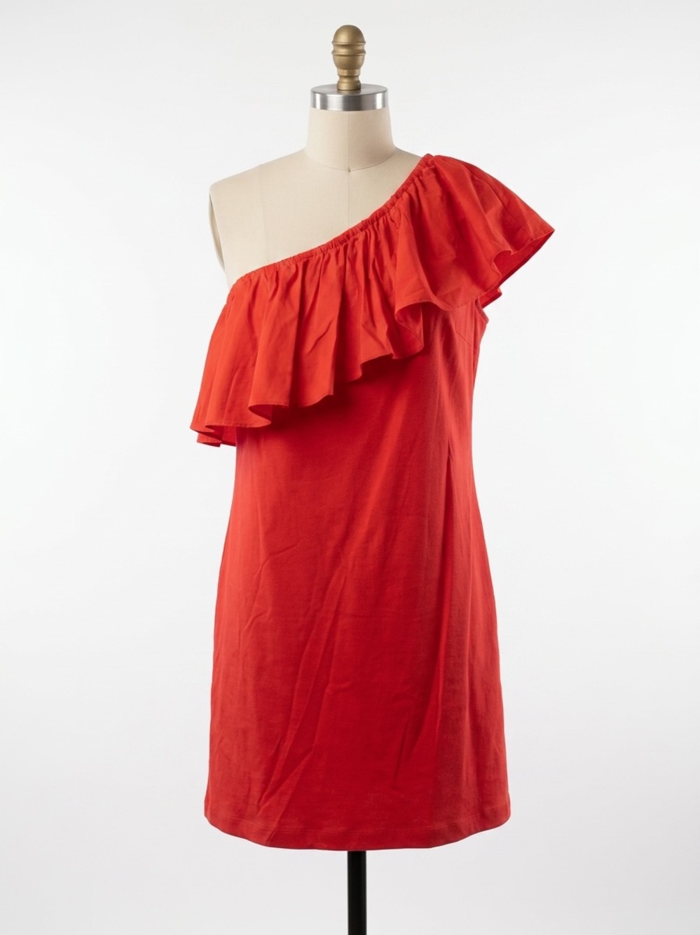 A New Day Red One Shoulder Ruffle Dress Size Large